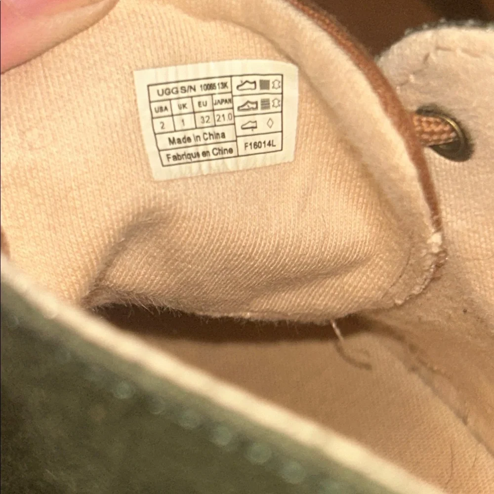 Kids UGG Chukka Boots - Brown & Olive Green Canvas with White Soles
